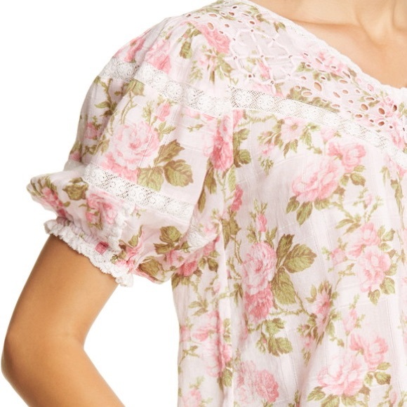 LoveShackFancy Concord Pink Floral Puff Sleeve Top - Picture 7 of 16
